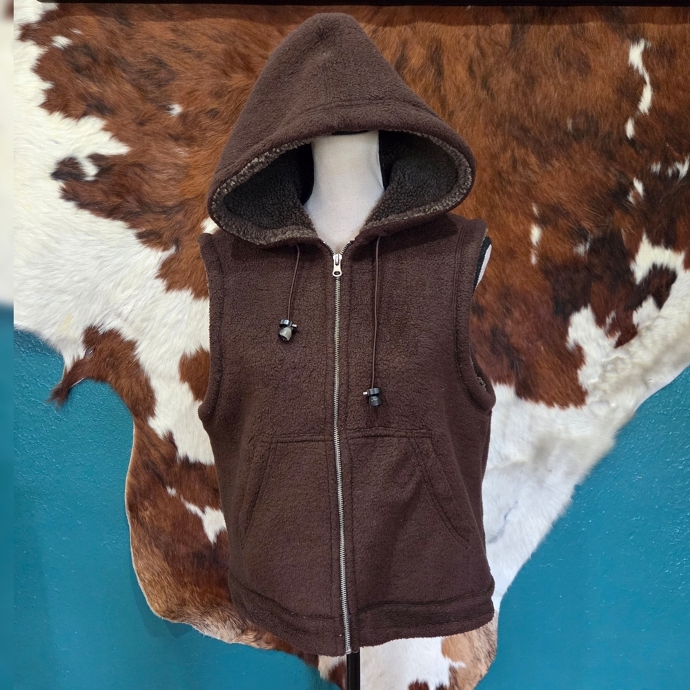 Brown Hooded Women's Vest